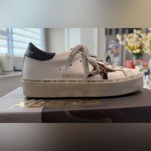 Golden Goose Hi Star Leopard Star Platform Sneakers White Size 36 / US 6